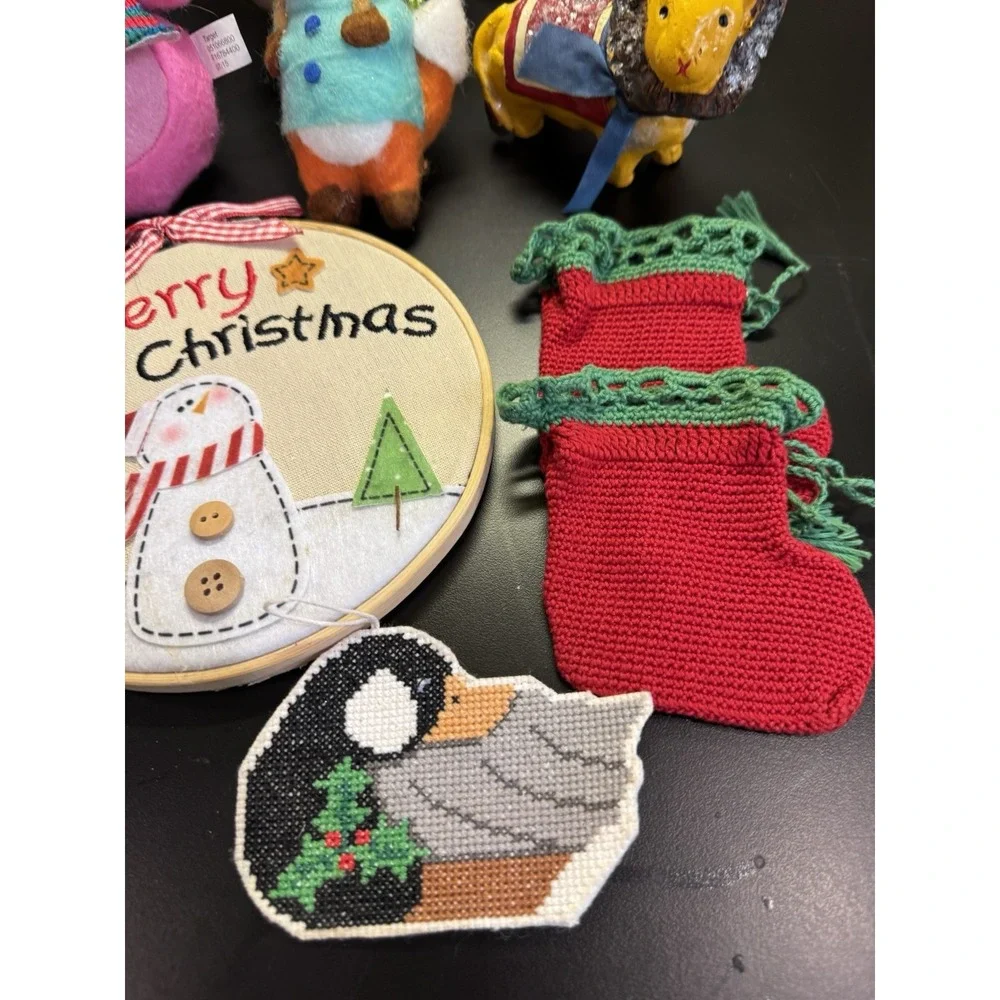 Lot of Assorted Christmas Ornaments Vintage To Now Kitschy   Felt, Painted, Bead